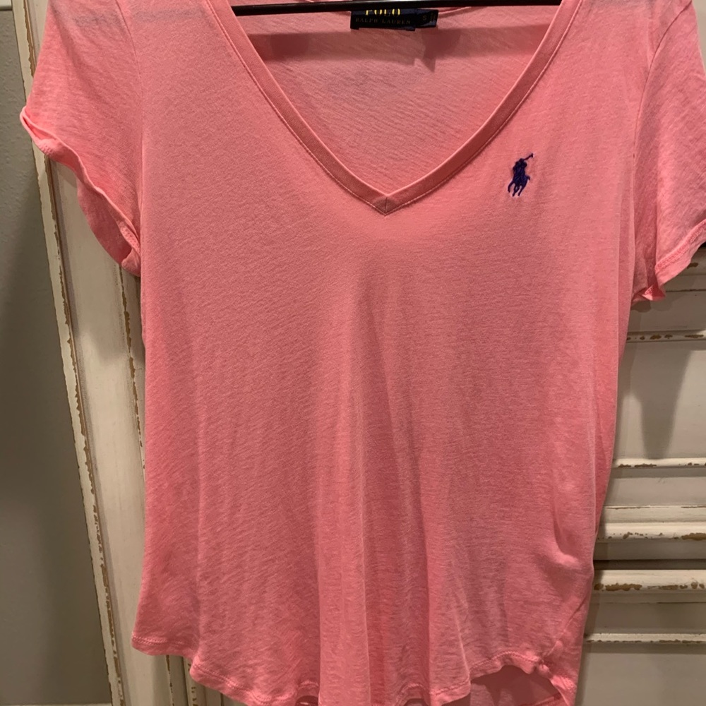 bright pink v-neck